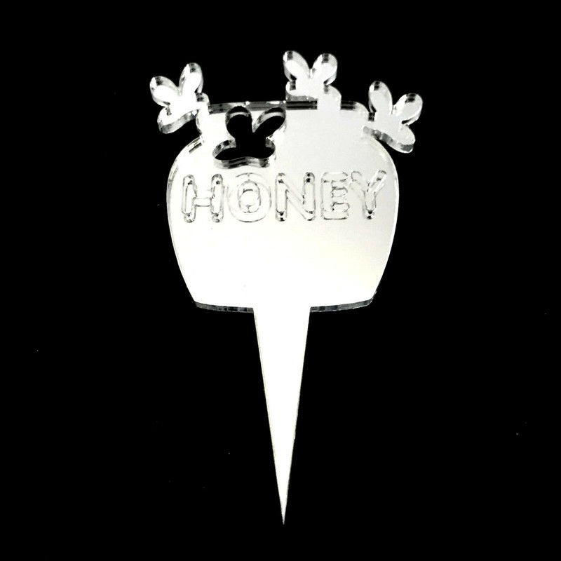 Honeypot & Bees Cake & Cupcake Toppers, Many Colours & Sizes, Plain or Engraved