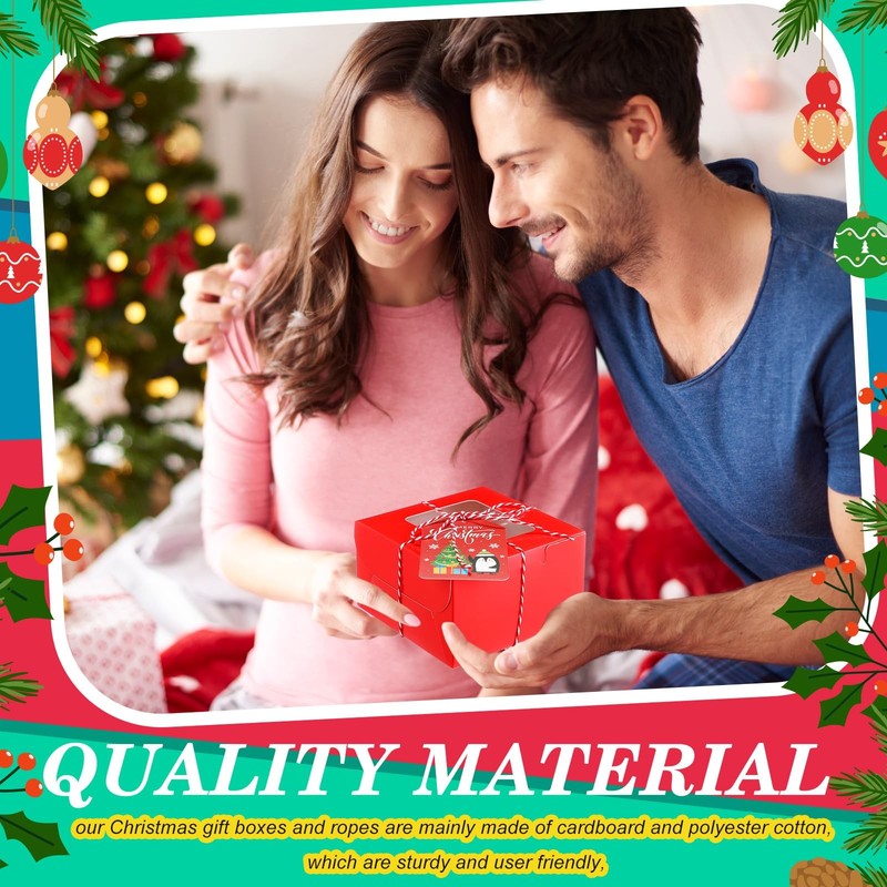 50 PCS Christmas Cookie Boxes Window 4x4x2.8 Inch Bakery Cupcakes Mini Cakes gallery