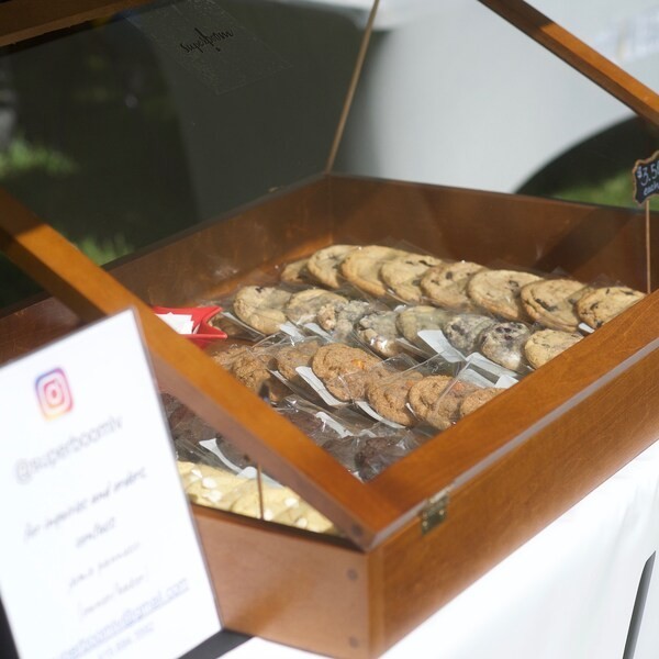Pastry Display Case Cookie Bakery Cupcake Food 36 x 24 USA Walnut Wood Show Box gallery