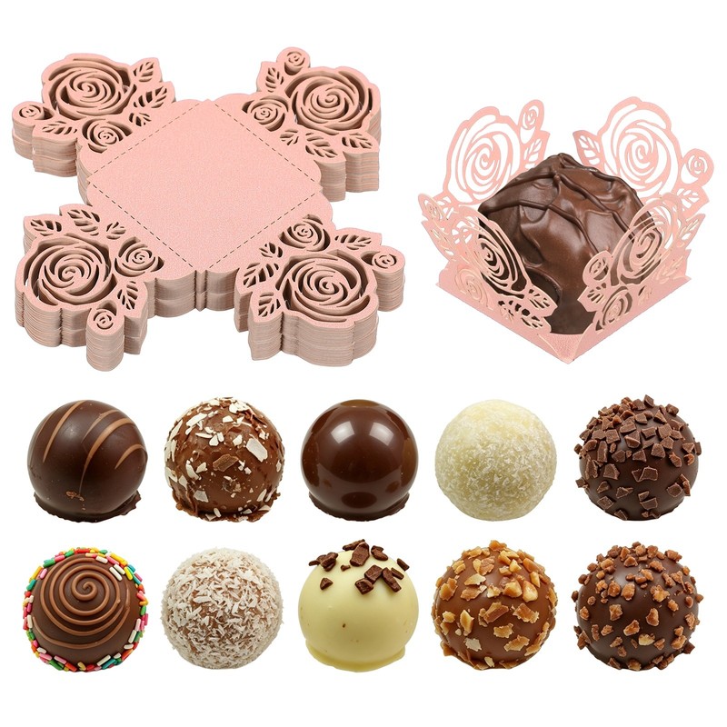 50 Pieces 1.4×1.4″ Folding Truffle Rosette Decoration, Pink, for Generic