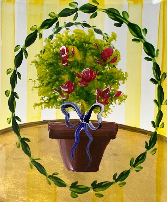 French Country Garden Inspired Cake Tart Pedestal with Hand Painted Glass Cover gallery
