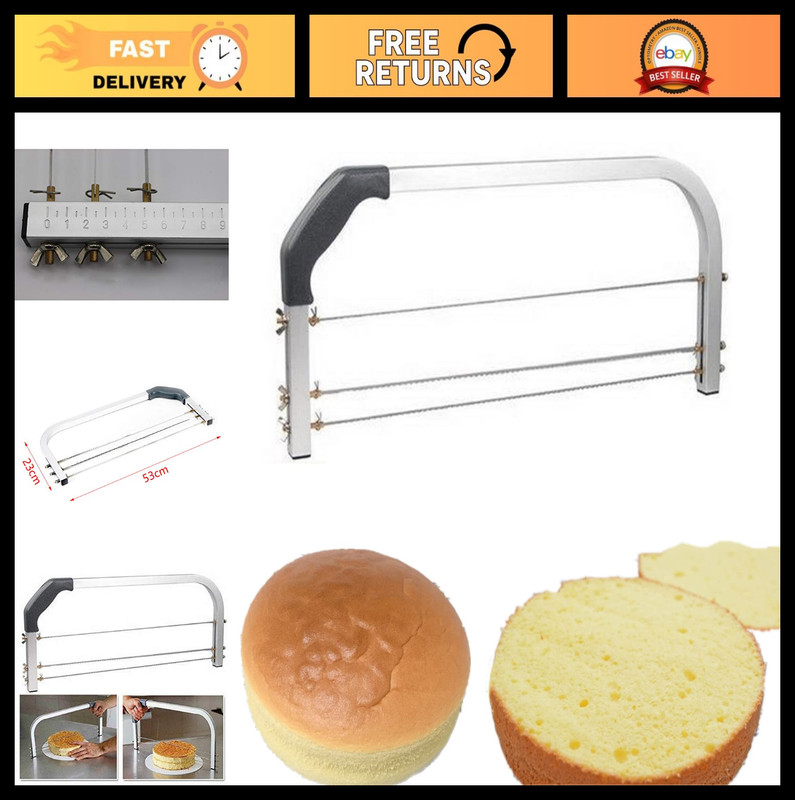Adjustable Cake Leveler with 3 Stainless Steel Blades – DIY Layer Cake Slicer To