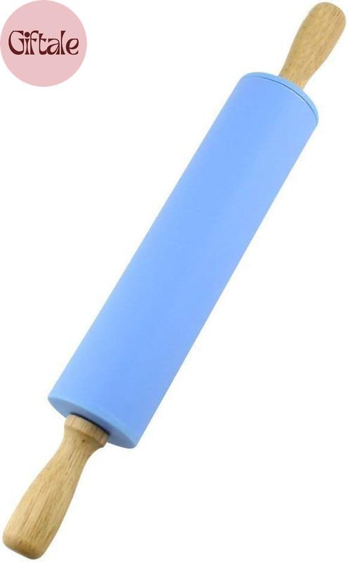 Silicone Rolling Pin with Wooden Handle - Non Stick Surface Dough Roller-Roller gallery