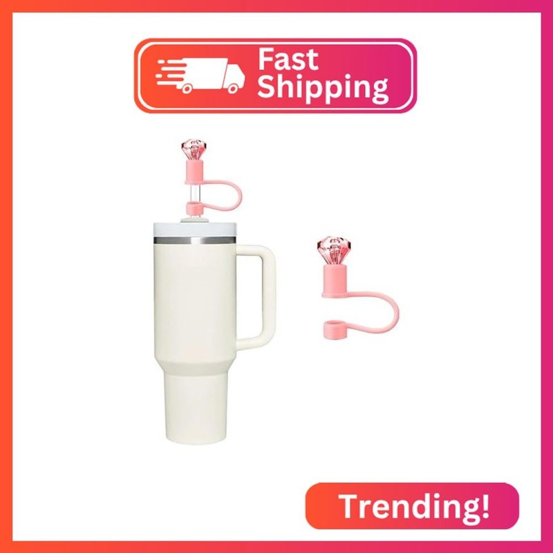 Shining Diamond Silicone Straw Topper for Stanley 30&40 Oz, Cover Cap,Splash Pro