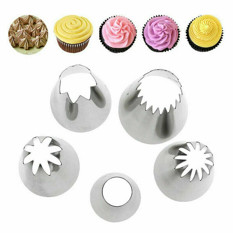 5Pcs Large Icing Piping Nozzles Pastry Tips Cake Decor DIY Baking Tools Set gallery