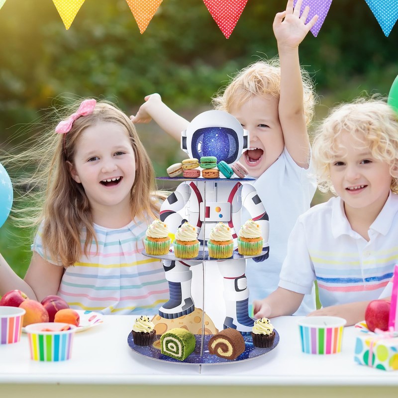 Outer Space Cupcake Stand - 3 Tier Astronaut Boy Cake Holder Decorations Dess... gallery