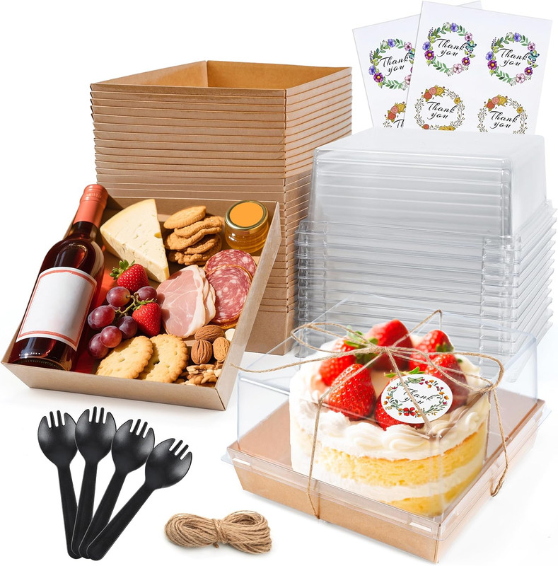 NPLUX 20 Pack Small Cake Boxes Charcuterie Boxes Mini Cake Containers With Lids