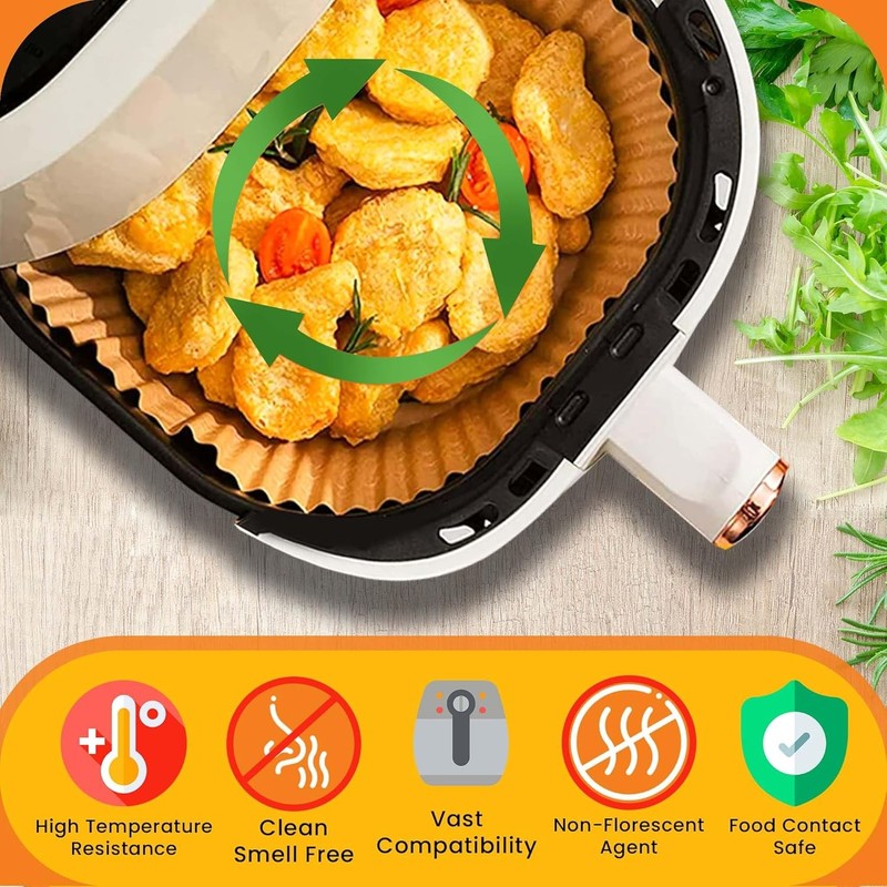 UrbanAir 6.5-Inch Square Air Fryer Paper Liners 125pcs for Easy Cleanup - gallery