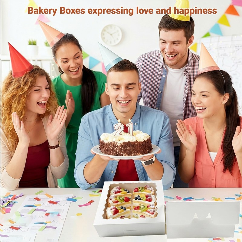 12 PCS White Pie Box Bakery Window AutoPopup Cookie Treats 8x8x2.5 Inch gallery