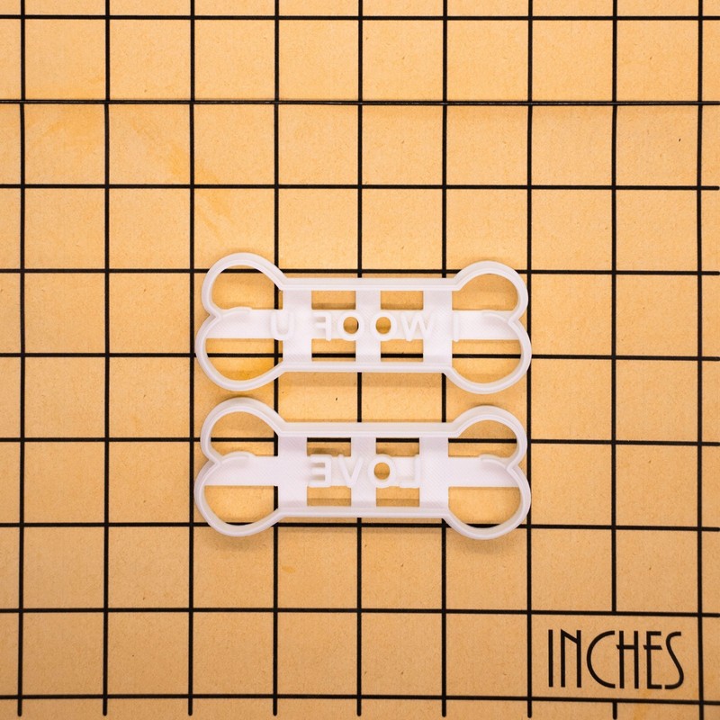 I WOOF U & LOVE Dog Bone Cookie Cutters Set (3.5") - homemade pet treats canine gallery