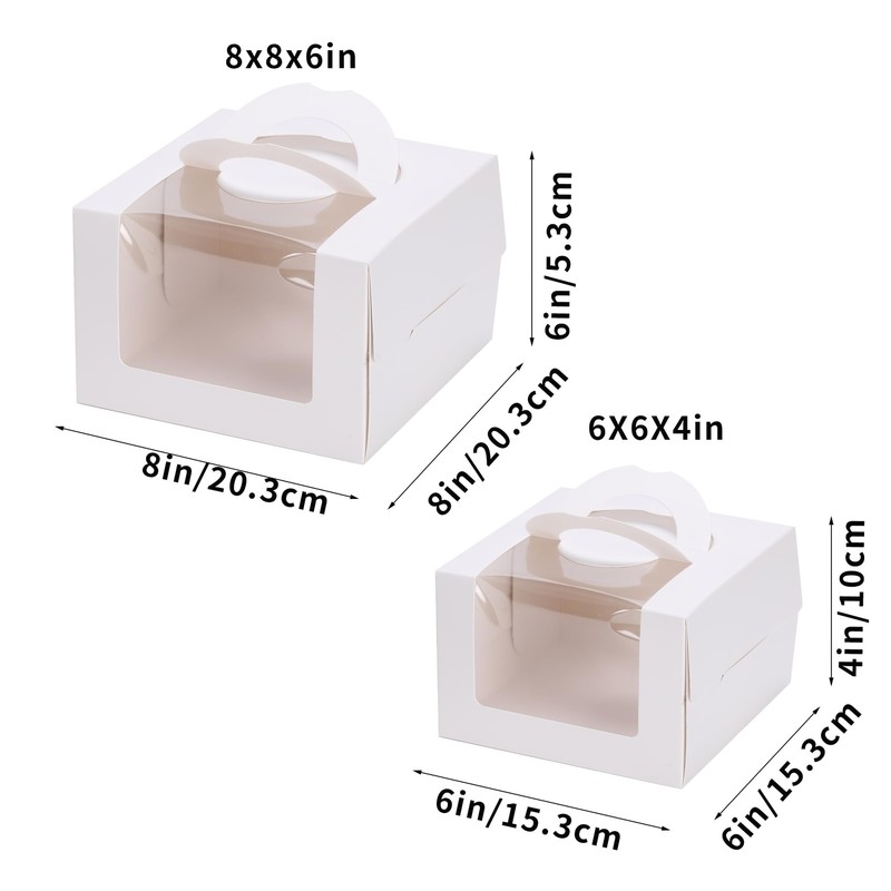 20pcs 6x6x4" Cake Boxes with Handle and window Cake Boards 20 Boxes & 20 Boar... gallery