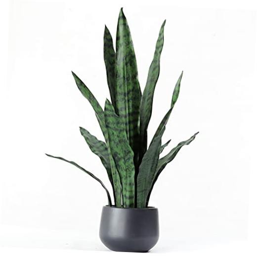 Artificial Snake Plant with Potted 23.6″ Fake Plastic Sansevieria Faux Green