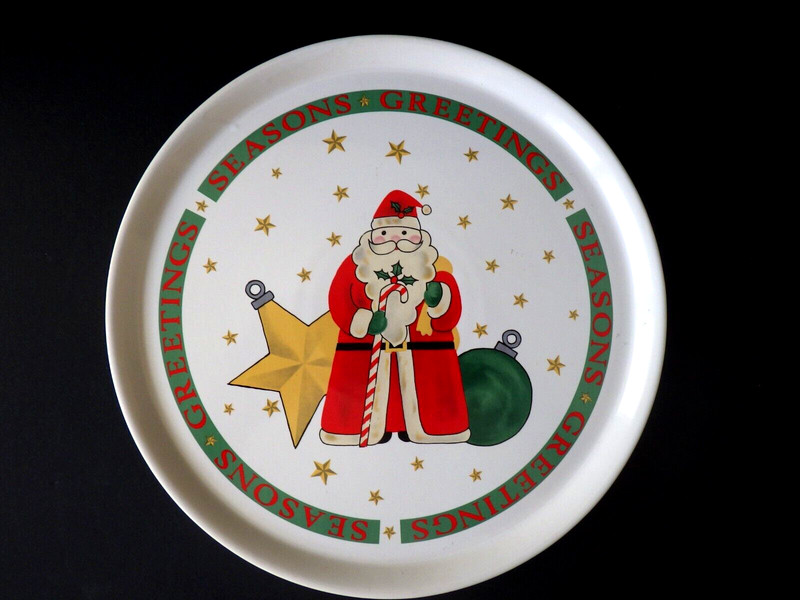 Cake Plate & Server Christmas Seasons Greetings Signature Housewares Japan 11" gallery