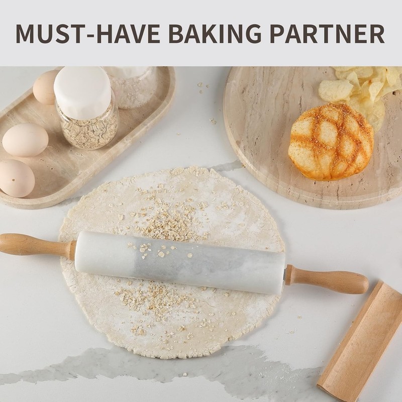 Marble Rolling Pin, Non-Stick African Stone Polished Dough Roller, Pasta, Dum... gallery