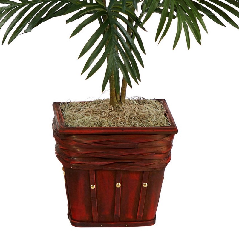 Nearly Natural Areca Palm Wicker Basket Silk Plant 6536 gallery