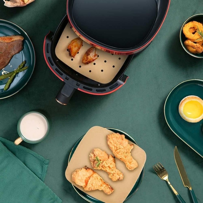 Innovative 9-Inch Square Air Fryer Liners - 200PCS Perforated & Imperforate gallery