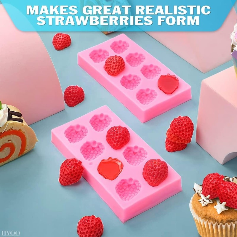 Strawberry Silicone Mold – Food-Grade Strawberry Mold, Pink Silicone Pan 4.2"... gallery