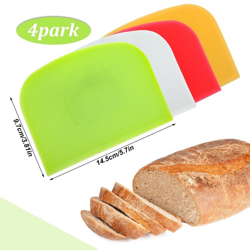 Plastic Dough Scraper 4 Pack with Printed Scale - Ideal for Baking and Cooking gallery