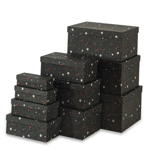 Christmas Boxes with Lids – Set of 10, Charming Festive Gift Boxes,