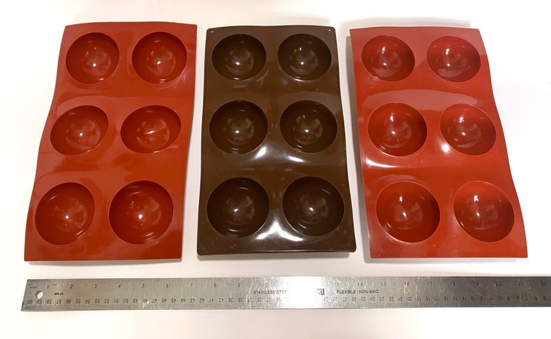 Set of 3 Silicone Dome Molds 2.625″ diameter – 6 each – Baking, Chocolate