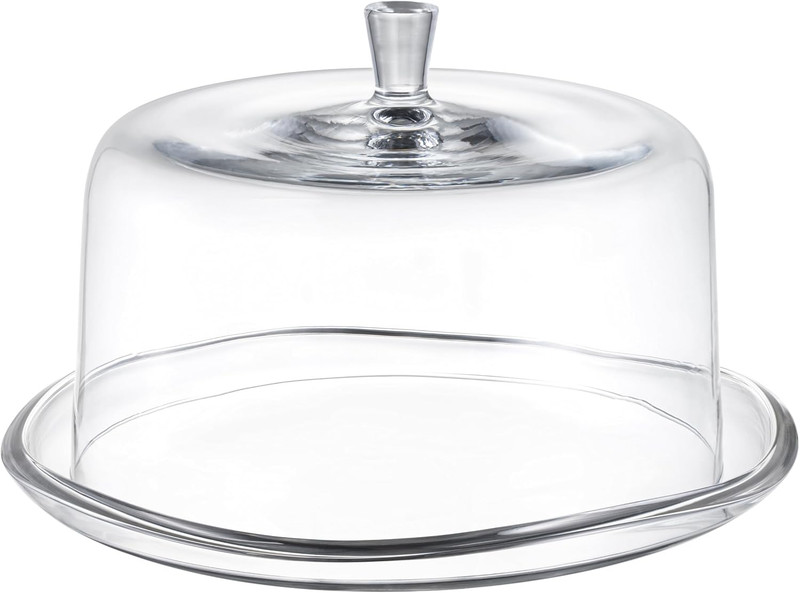 Elegant Glass Cake Plate & Dome Set - 13.5" & 11.5" - European Made gallery