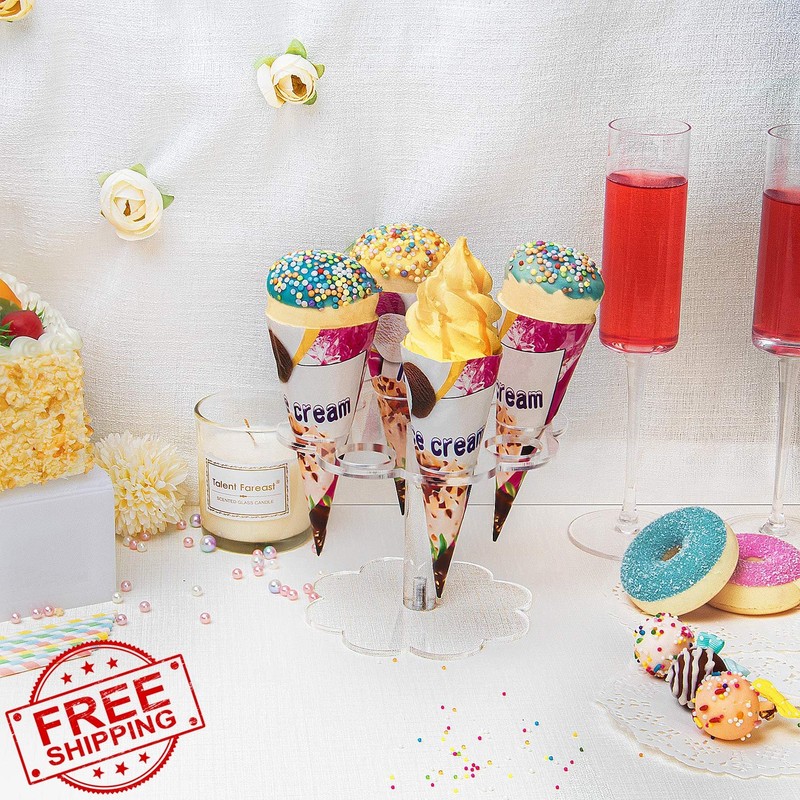 YestBuy Acrylic Ice Cream Cone Holder Stand 8 Holes Clear gallery