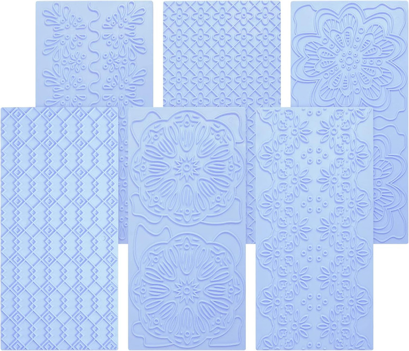 6 Packs Fondant Impression Mat Fondant Texture Mats Clay Mold Set Lace Embossing gallery