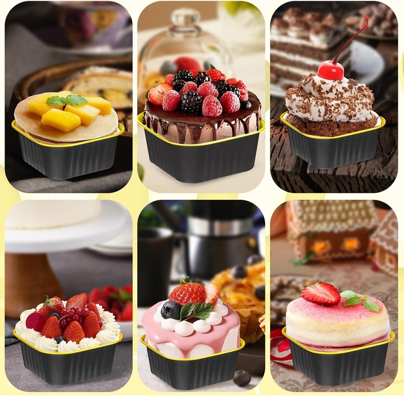 30Pack 5oz Mini Cake Pans with Lids and Spoons Baking Cups Aluminum Foil Pans gallery