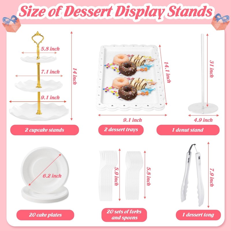 46Pcs Dessert Table Display Set 2X 3 Tier Cupcake Cake Tower Stand 2X Plastic... gallery