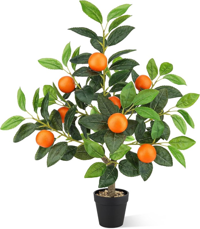 21.6 Inch Realistic Artificial Oran Tree Faux Citrus Potted Plant with