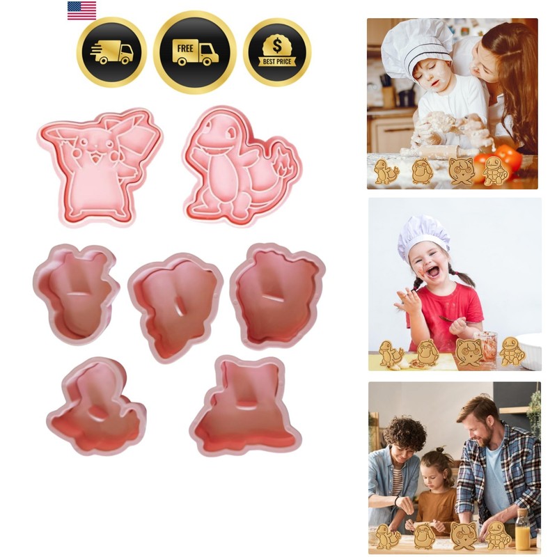 Plastic Cookie Cutter Stamps Set, 8 Pieces for Kids Baking | Colorful plastic…