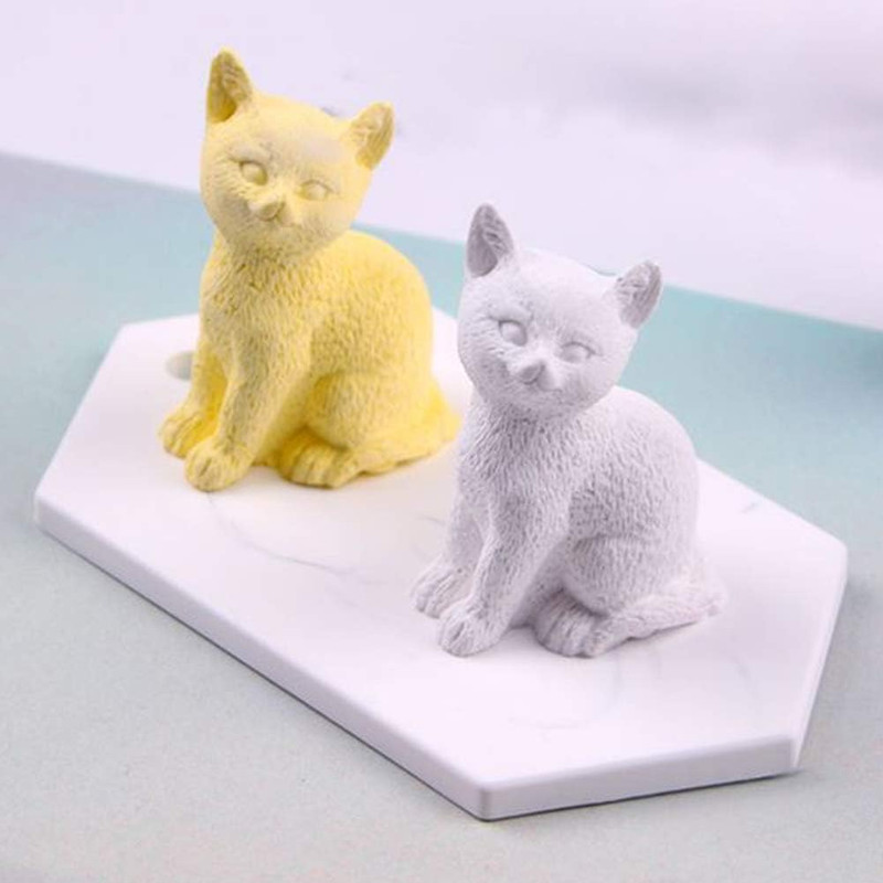 2Pcs Mini Size 3D Kitten Candle Molds, Small Kitty Cat Silicone Chocolate Candy gallery