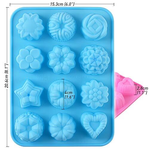 Flower Heart Shape Chocolate Silicone Mold, 4 Packs 12 Cavity Candy Baking gallery