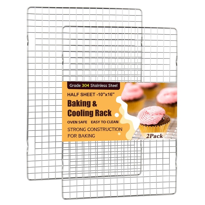 Cooling Racks for Cooking and Baking – 2 PCS 10″ x 16″ Heavy Duty 304 Stai