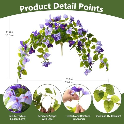 Faux Bougainvillea Artificial Flowers Plants for Outdoor Spring 2 Pcs Mix 1 gallery