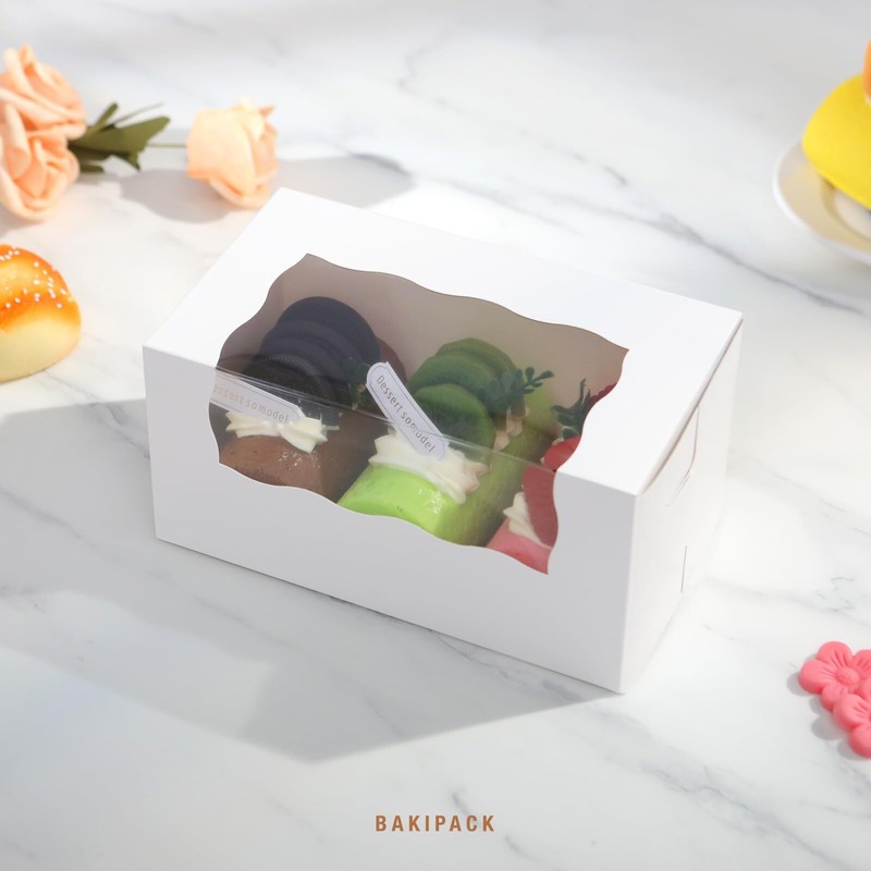 25 Roll Cake Boxes 7x4x3.5 inches Pumpkin Roll Boxes White Bakery Boxes with ... gallery