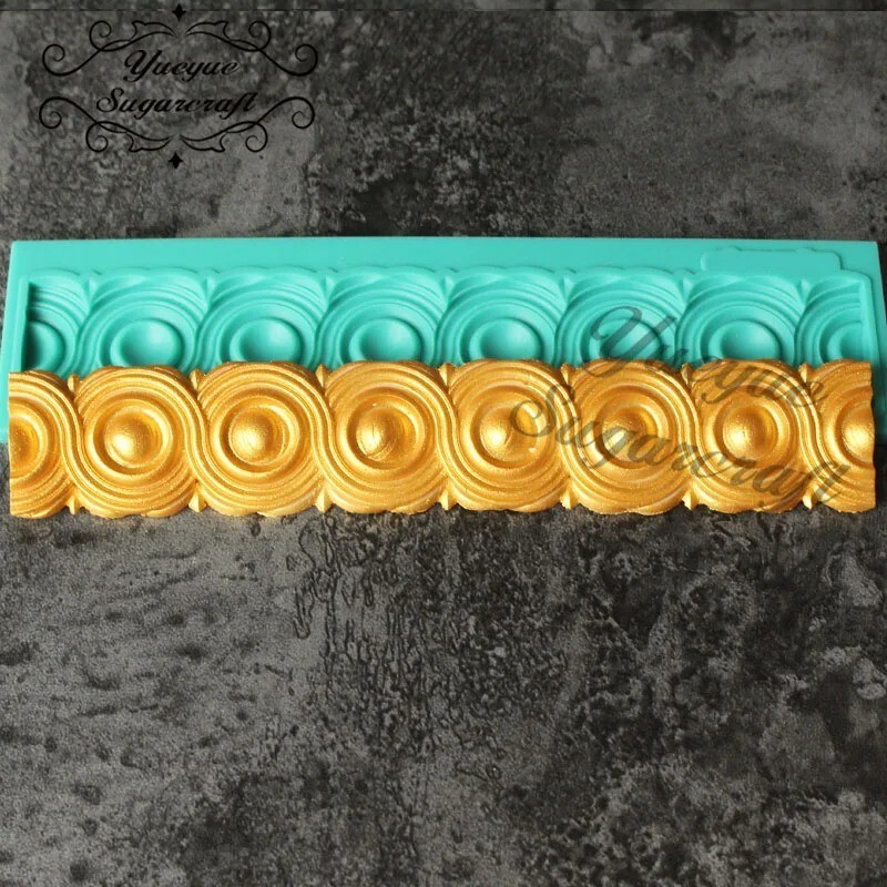 Baroque Style Silicone Mold Scroll Filigree Lace Fondant Vintage Flower Border gallery