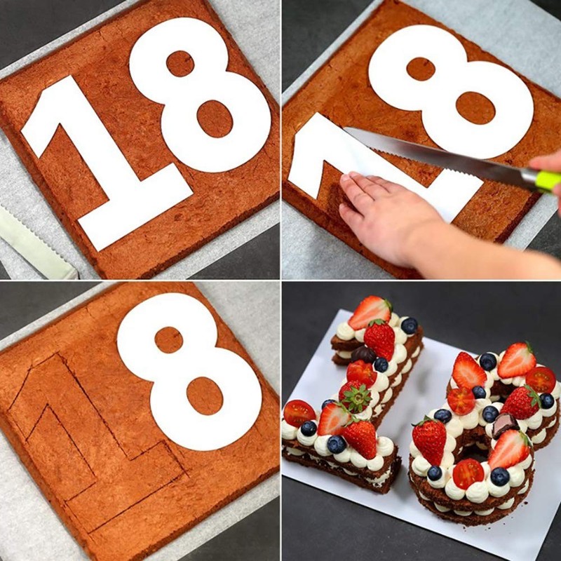 Cake Stencils 0-8 Number Flat Plastic Mold Numerical Templates Cutting for DI... gallery
