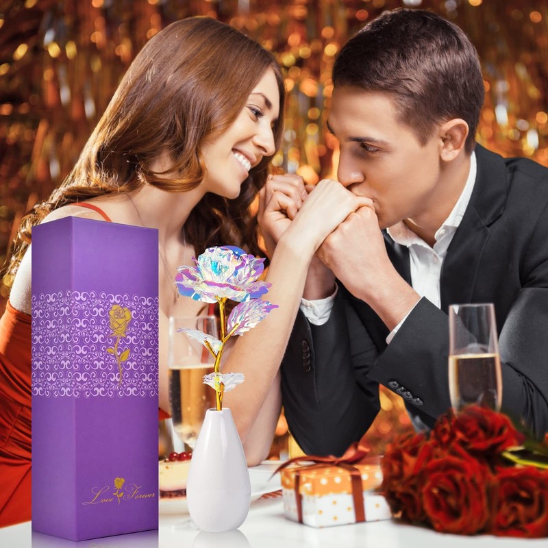 Tmacker Artificial Rose Flower with Vase - Forever Love Gift for Her, Mom, Wife gallery