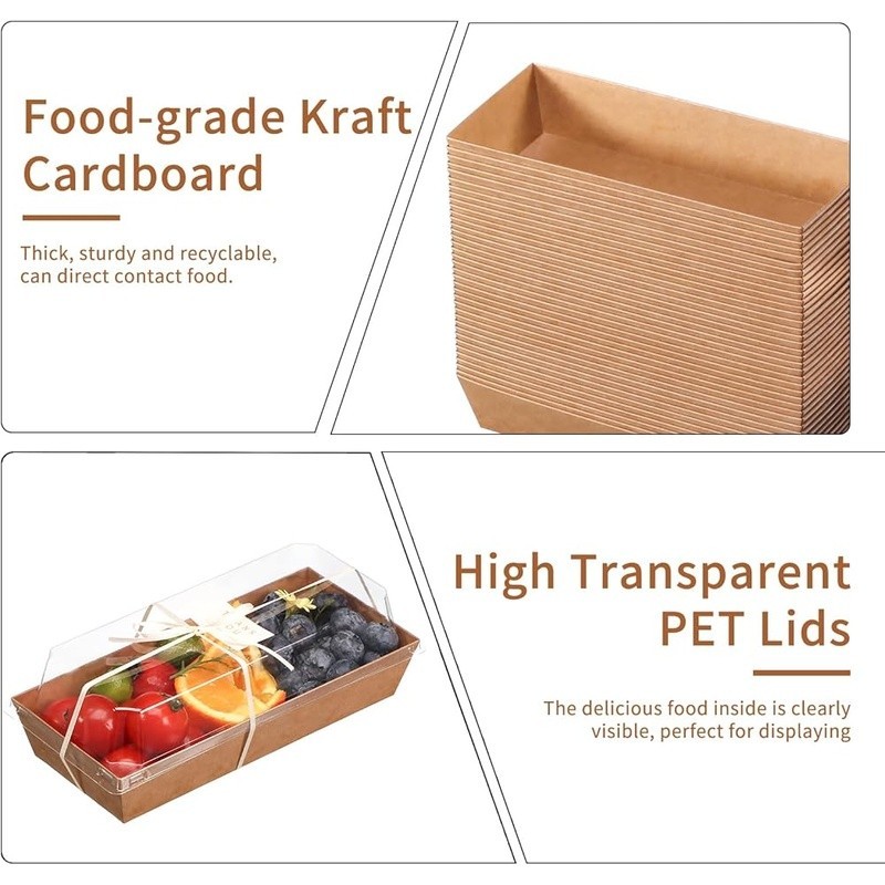 50pcs Charcuterie Boxes W/ Lids Sporks Thank You Stickers Ribbons Events New gallery