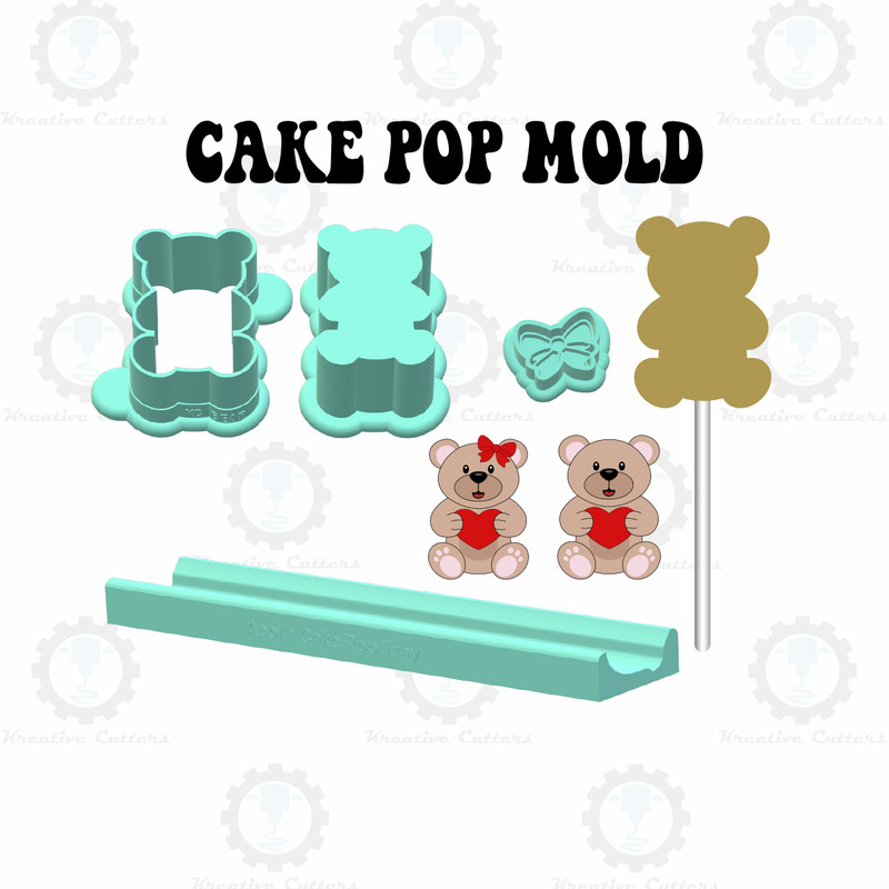 Teddy Bear Cake Pop Mold | Deluxe Cutter, Popper, and Tray Option gallery