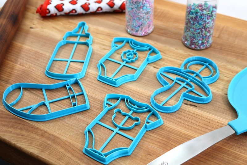 Baby Shower Cookie Cutters - Infant Bottle, Pacifier, Infant Sock, Flower gallery