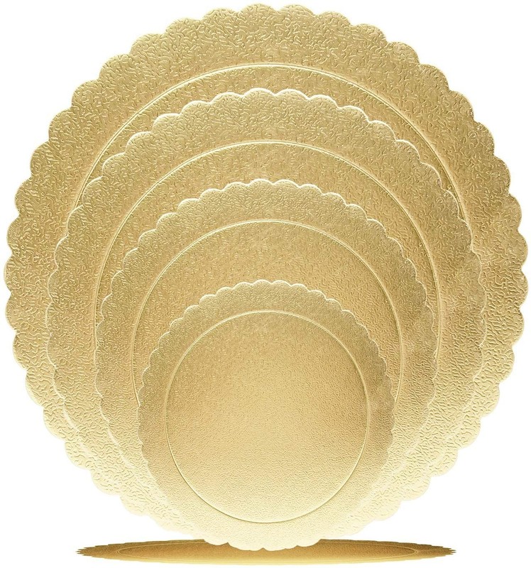 4 PCS Gold Round Cake Boards Circles 6/8/10/12 Inch Base Cardboard Baking Set