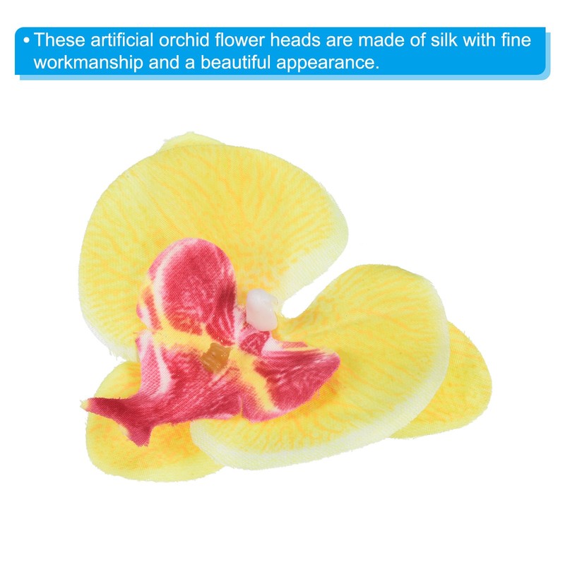 40Pcs 2.8" Artificial Silk Butterfly Orchid Flower Heads for DIY, Yellow gallery