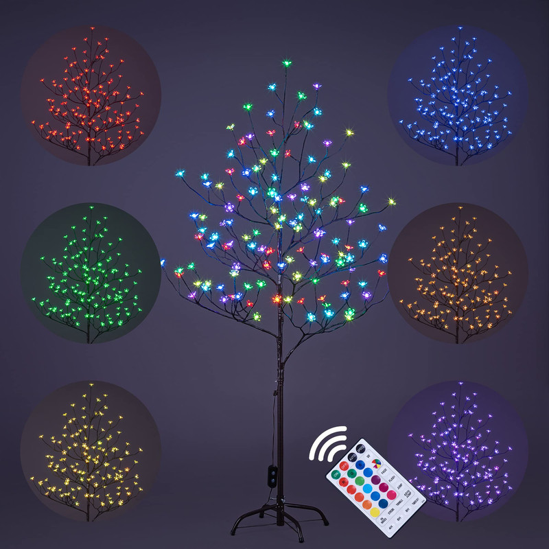 Lightshare Cherry Blossom Lighted Tree 5 Feet Rgb Remote Control 16