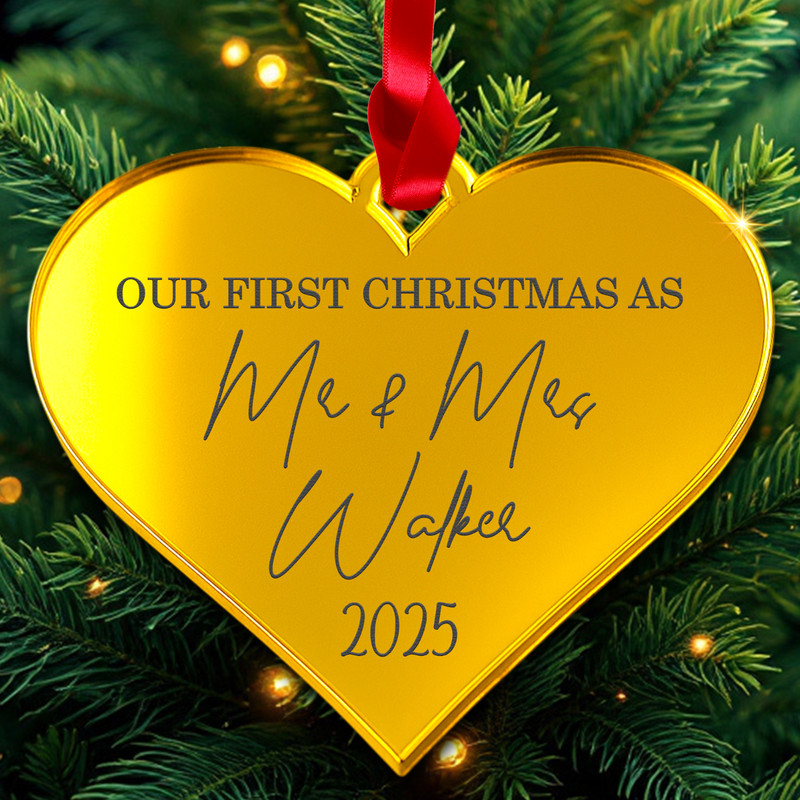 PERSONALISED First Christmas as MR & MRS Bauble Ornament Custom Acrylic 3mm gallery
