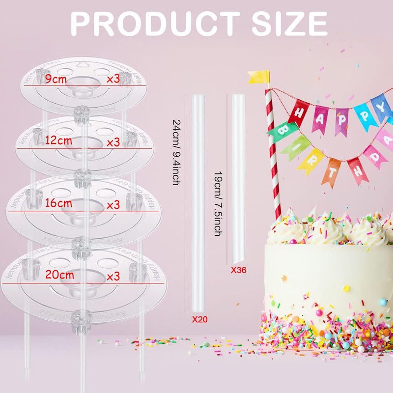 68 Pcs Plastic Cake Dowel Rods Set 20 Clear Plastic Dowel Rods12 Stacking and 20 gallery