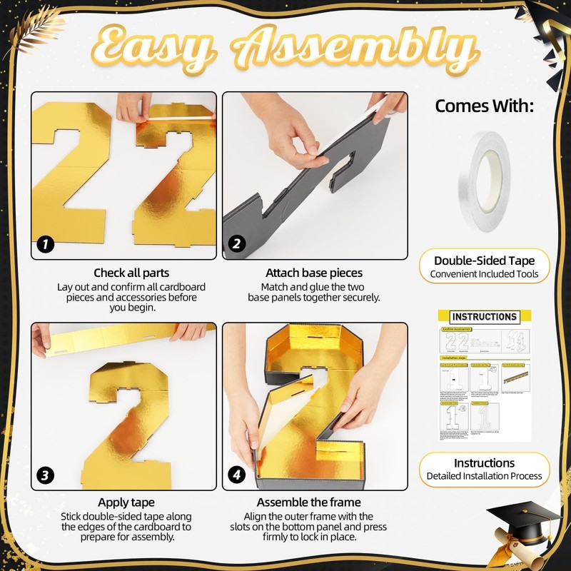 2026 Charcuterie Numbers Fillable, 13.78'' Gold Black 2026 Cardboard for Char... gallery