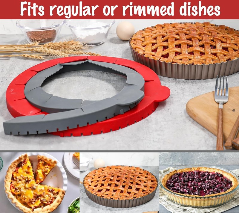 Webake Pie Crust Protector Shield Adjustable 2. Shield, Red + Grey gallery