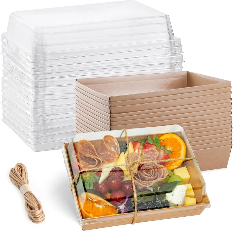 50 Pack 7X5 Inches Charcuterie Boxes with Clear Lids – Individual to Go Paper Ch